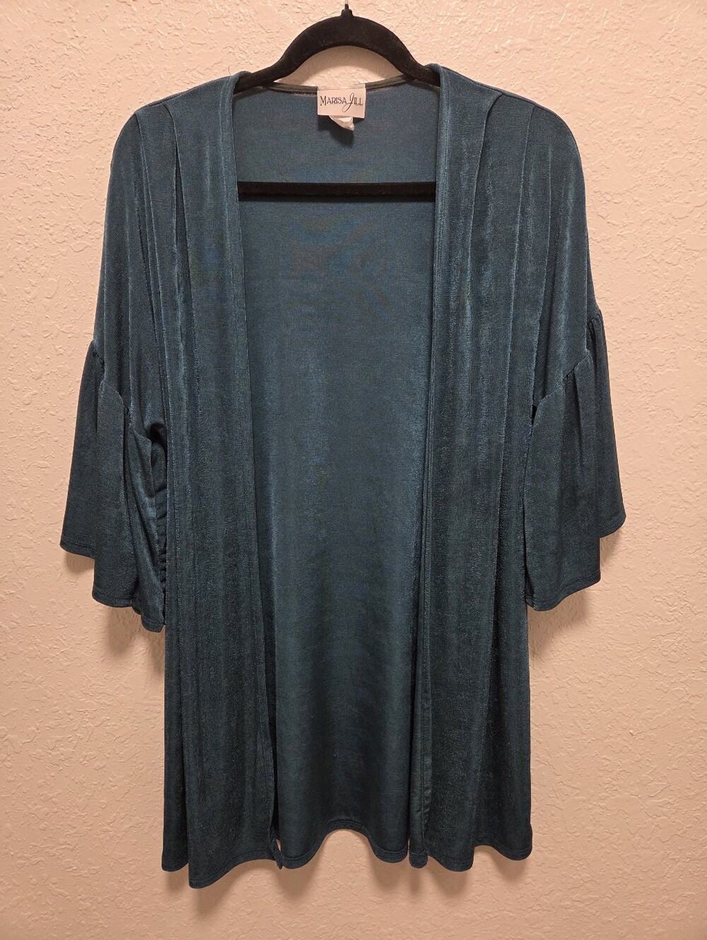 Teal Open-Front Kimono Cardigan - Picture 2 of 4